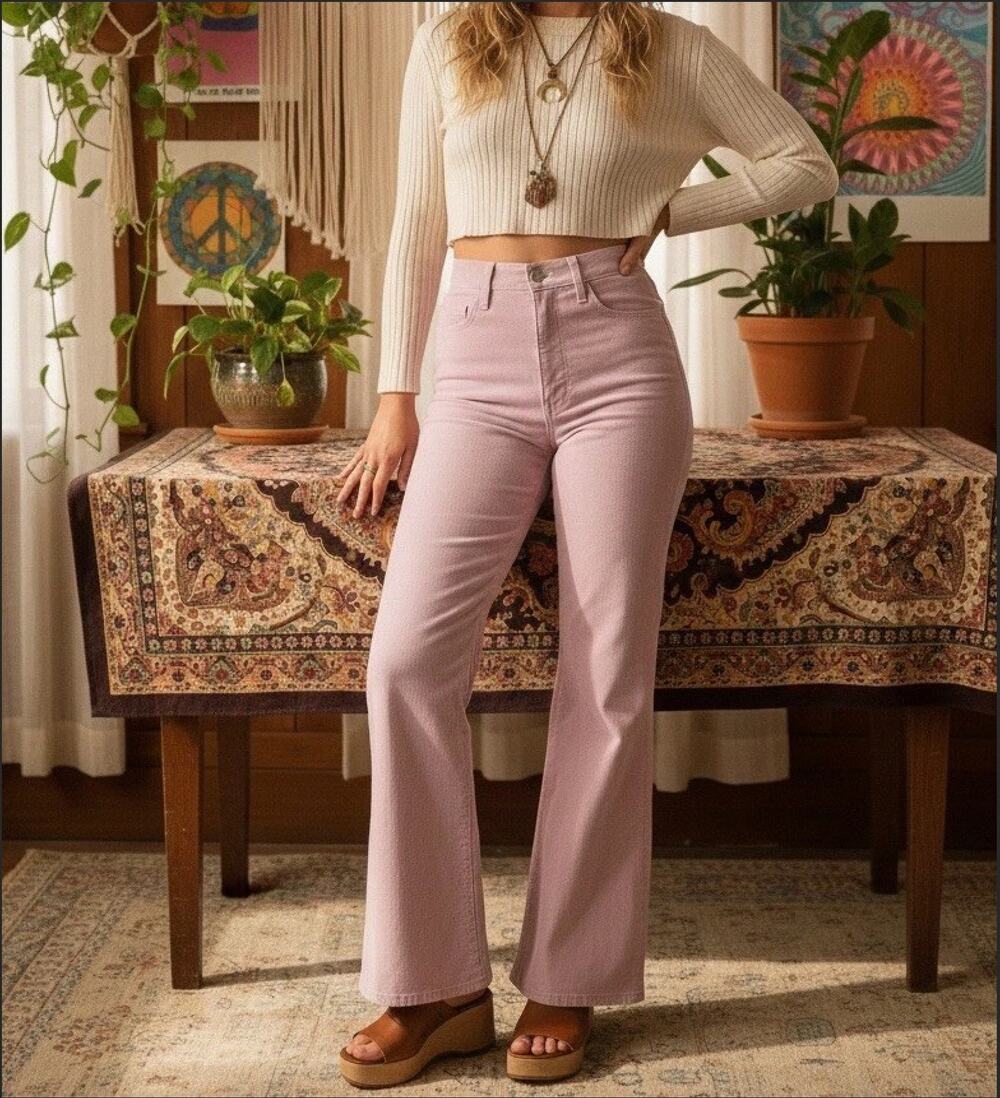 Levi’s Ribcage Bell Corduroy Pants Lavender High Rise Flare Womens 32
